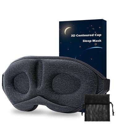 Zurzache Sleep Mask - Perfect Light Blockout 3D Comfort Ultra Soft Sleeping Mask for Women Men No Pressure On Eyes Ultra Soft & Comfortable Eye Shade Cover for Travel/Sleeping/Nap (Dark Grey)