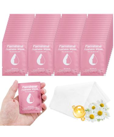 Feminine Wipes Individually Wrapped Flushable Wipes Travel Travel Wipes for Women Feminine Care Wet Wipes Travel Size Vaginal Wipes for Adult Girl and Homeless 1 Count (Pack of 50) Feminine Wipes