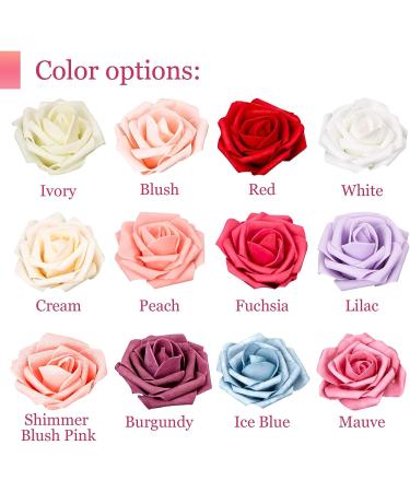 RCZ D cor Shimmer Blush Pink Artificial Flowers - 50 Roses with Stems and 20 Leaves - Buy Online on GoSupps.com