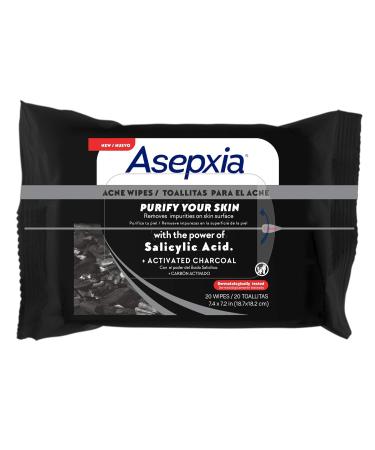 ASEPXIA Acne Treatment Wipes | Activated Charcoal & Salicylic Acid | 20 Count - Fast International Shipping - Buy Online on GoSupps.com