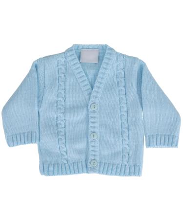 Baby Boys Cardigan Baby Boys Winter Knitted Cardigan Cable Knit Baby Boys Knitwear Made in Portugal Blue 12-18 Months 12-18 Months Blue