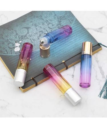 Rowiz 10PCS 10ml Gradient Color Glass Bottle Leakproof Glass Bottle Essential Oil Roller Bottles Set With Stainless Steel Balls And Gold or Silver Screwcap For Perfume & Aromatherapy Oils Blue-purple and Yellow-rose Red Gradient - Buy Online on GoSupps.com