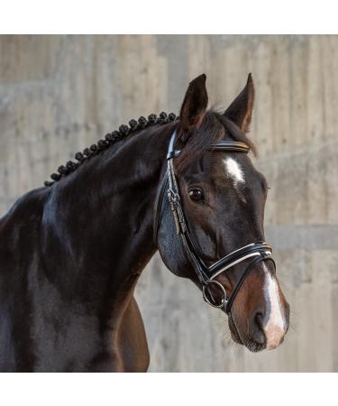 Sunride English combined bridle Hawaii with reins made of soft real leather colored adjustable and anatomical (pony black/white) pony black/white