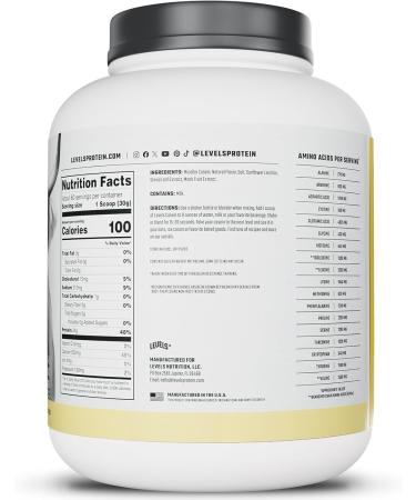 Levels 100% Micellar Casein Protein Hormone Free Vanilla Bean 4LB Vanilla 4 Pound (Pack of 1) - Buy Online on GoSupps.com