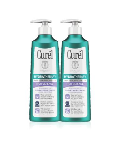 Curl Hydra Therapy In Shower Lotion, Itch Defense Body Moisturizer with Advanced Ceramide Complex, Vitamin E, & Oatmeal Extract, Helps to Repair Moisture Barrier, 12 Ounce (Pack of 2)