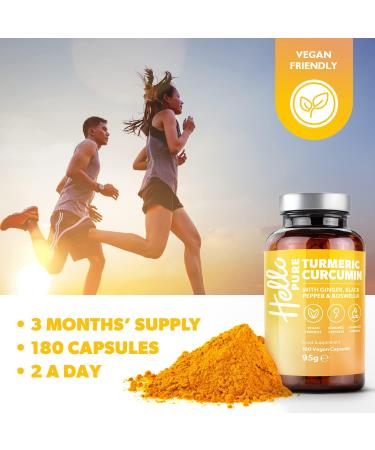 Turmeric Capsules 5000mg with Black Pepper & Ginger - 180 Vegan Capsules, 95% Curcumin Extract - Triple Strength Formula, 3 Month Supply - Buy Online on GoSupps.com