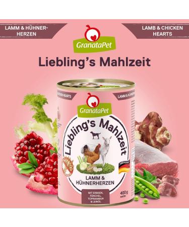 Granapet Liebling's Meal: Grain-Free Lamb & Chicken Hearts Wet Dog Food (6 x 400g) - No Sugar Additives Healthy Single Feed - Buy Online on GoSupps.com
