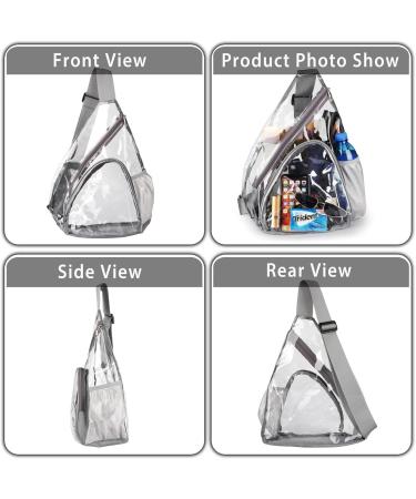 Clear PVC Stadium Approved Sling Bag Backpack - Adjustable Strap, Grey - Buy Online on GoSupps.com