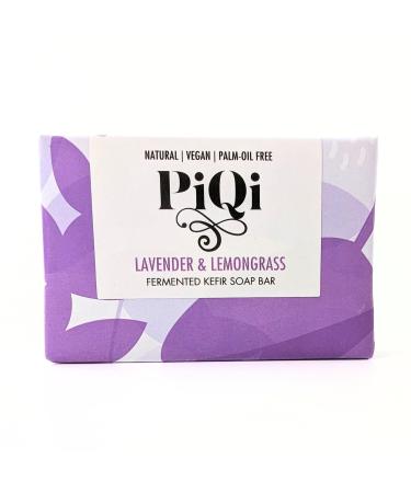 PiQi Kefir Soap Bar with Lavender Lemongrass - Exfoliating Nourishing Vegan Soap (Rich in Lactic Acid Natural Palm-Oil Free)