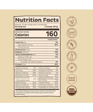 KOS Organic Chocolate Plant-Based Protein Powder - Vegan, Keto-Friendly, Gluten-Free, Dairy-Free - 1.3 lbs (15 Servings) - Buy Online on GoSupps.com