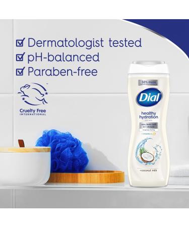Dial Body Wash Healthy Hydration Coconut Milk + Vitamin E 16 fl oz (Pack of 4) Gentle Leaves Skin Feeling Soft In 1 Shower Dermatologist-Tested No Parabens & Silicones - Buy Online on GoSupps.com