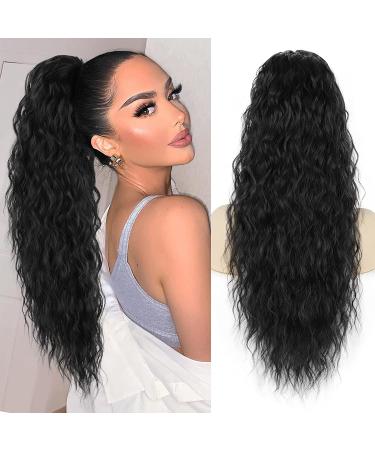 Porsmeer ponytail hair part long 76 cm with cord strain wavy curly curly curly curly lure black natural clip in hair part ponytail art hair hair braid for women afro braid black hair extension 1b# - Buy Online on GoSupps.com