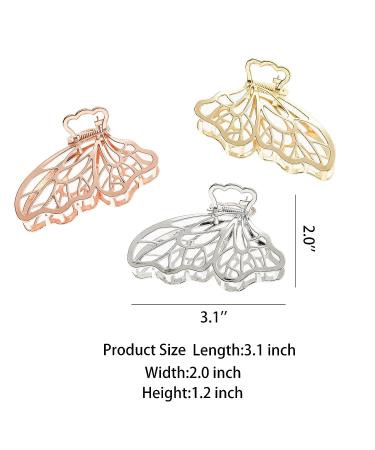 KISSKIKO Butterfly Hair Claw Clips Set - 4 Pcs Cute Nonslip Small Clips for Thick, Curly Hair | Metal Hair Accessories Gift for Girls - Buy Online on GoSupps.com