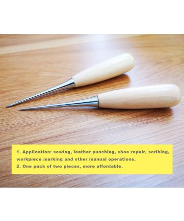 ZLKSKER (Pack of 2) Wooden Handle Leather Drillable Stitching Sewing Awl Punch Hole Gadget Tool - Buy Online on GoSupps.com