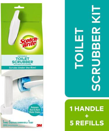Scotch-Brite Disposable Toilet Scrubber Starter Kit with Built-In Bleach Alternative - 1 Handle, Storage Caddy, 5 Refills - Buy Online on GoSupps.com