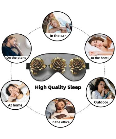 Gold Rose Print Double-Sided Eye Mask - Soft Light Blocking for Better Sleep | International Shipping Available - Buy Online on GoSupps.com