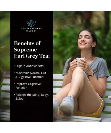 Supreme Earl Grey Tea Loose Leaf - Natural Blend of Sri Lankan Black Tea Bergamot Extract & Blue Cornflowers - Rich Citrusy & Floral Notes - Easy to Brew Earl Grey Tea by The Tea Makers of London 125g Caddy - Buy Online on GoSupps.com
