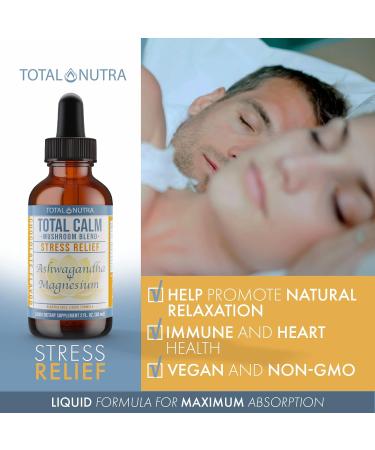 Lions Mane Liquid Mushroom Complex 5-in-1 Stress Relief Supplement with Ashwagandha and Magnesium Citrate - Natural Calm Sleep and Immune Support - 2oz - Buy Online on GoSupps.com