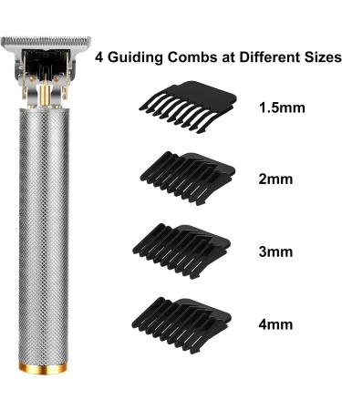 URAQT Cordless Hair Clippers for Men - Electric Trimmer Beard Shaver Kit with 4 Guide Combs and 2 Hair Combs - Waterproof T-Blade Grooming Set (Silver) - Buy Online on GoSupps.com