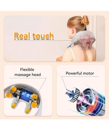 Onenine Shiatsu Neck & Shoulder Massager with Heat | 3D Deep Tissue Relief | 6 Silicone Heads for Muscle Pain Relief - Buy Online on GoSupps.com