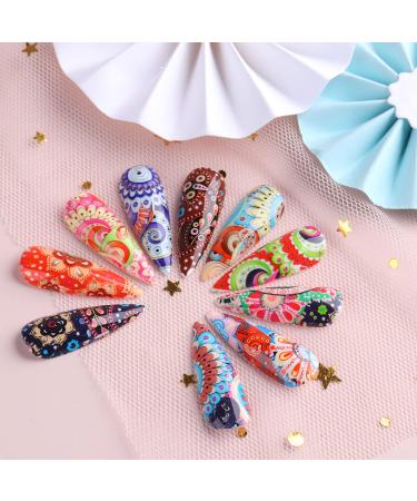 Bohemia Nail Foil Sticker Set - Colorful Paisley Design for DIY Nail Art | 10 Sheets Decals for Manicure Supplies - Style 4 - Buy Online on GoSupps.com