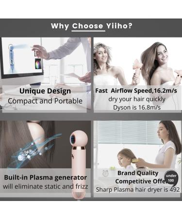 Yiiho Ionic Hair Dryer â€“ 1800W Professional Blow Dryer with Dual Ionic Technology & 3 Heat Modes - Fast Drying & Hair Protection (Pink) - Buy Online on GoSupps.com