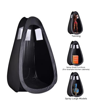 AW Black Portable Spray Tanning Tent Pop Up Booth | Sunless Waterproof with Clear Window & Carry Bag | 49x45x84 - Perfect for Makeup & Painting - Buy Online on GoSupps.com