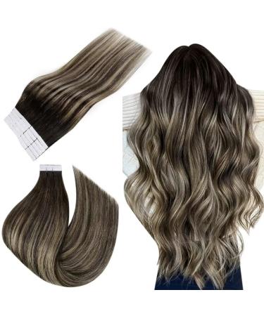 Easyouth Black Balayage Tape in Hair Extensions 24 Inch 50g 20Pcs Skin Weft Tape in Extensions Ombre Black to Blonde Glue in Hair Extensions Remy Hair 24 Inch #1B/27/1B