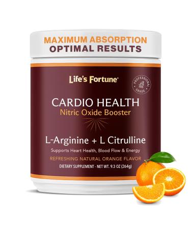 Life's Fortune 5000mg L- Arginine Supplement Powder & 1000mg L-Citrulline High Potency Nitric Oxide Health Booster Endurance Workout Performance Natural Orange Flavor (20 Servings) Orange 20 Servings (Pack of 1)