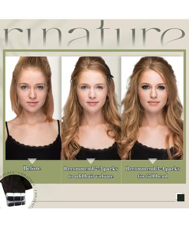 Runature Real Hair Extensions Tape - Dark Brown 35cm 20 Pieces Invisible 40g - Premium Quality Human Hair #2 - Buy Online on GoSupps.com