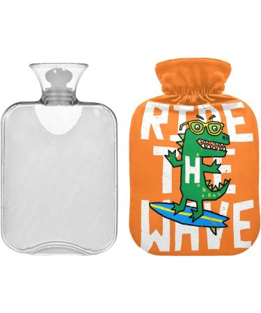 NAANLE Cartoon Krokodil 1L Heat Bottle with Cover - Transparent Hot Water Bottle for Bed Hand and Foot Pain Relief & Heat Therapy - Buy Online on GoSupps.com