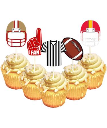 20Pcs American Football Cupcake Topper Rugby Ball Cupcake Topper Super Rugby Sports Theme Cake Decorations For Baby Shower Birthday Party Supplies - Buy Online on GoSupps.com