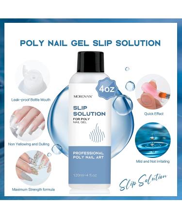 Morovan Poly Gel Slip Solution 120ml - Anti-stick Poly Nail Gel Liquid with Brush Bottle Cap - Easy DIY Extension Nail Liquid Cup - Buy Online on GoSupps.com