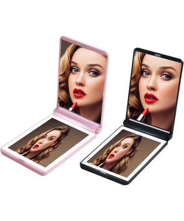 Magnifying Mirror with Light Foldable Compact Mirror 2-Sided Light Up Travel Mirror USB Rechargeable 1X and 2X Portable Mirror Makeup LED Mirror Gifts for Girls Black - Buy Online on GoSupps.com