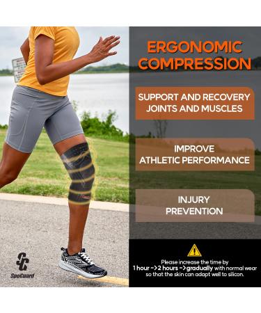 Non Slip Knee Compression Sleeve for Men and Women - Seamless, Multi-Layer Silicone Design for Comfort and Performance - Size Large - Buy Online on GoSupps.com