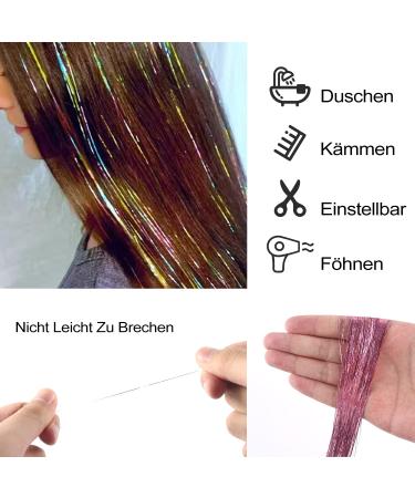 800 Glitter Strands of Hair Lametta | 120 cm Tinsel Hair Extensions | Pink & Purple Fairy Hair Kit - Buy Online on GoSupps.com