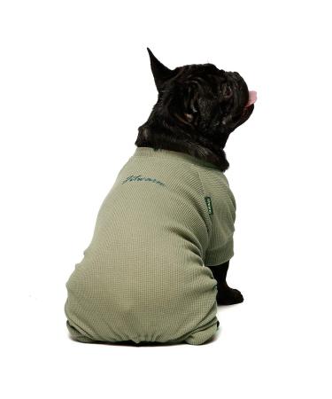 Fitwarm Basics 100% Cotton Lightweight Waffle Knit V-Neck Pet Clothes Dog Jumpsuits Pajamas Onesies Cat Outfits Cream Sage Green Large Large Sage Green