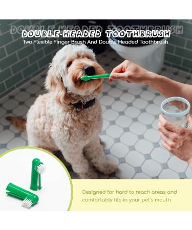 Nobleza Dog Toothbrush and Enzymatic Toothpaste Kit with Finger Toothbrushes - Promote Pet Oral Hygiene and Fresh Breath - Green - Buy Online on GoSupps.com