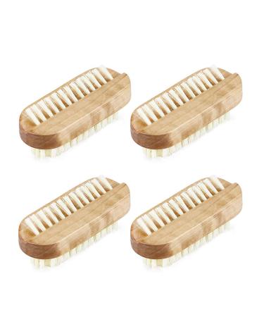 Acmer 4 Pack Wooden Cleaning Nail Brush Wood 2 Side Cleaner Double Side Scrub Cleaning Brush Hand Scrubbing Brush for Men Women Manicure Pedicure