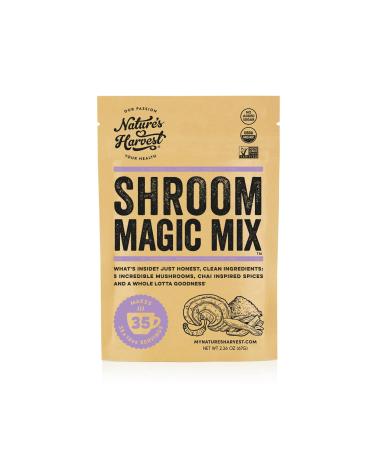 Nature's Harvest Mushroom Powder Turmeric Latte Mix - (35 servings) - Shroom Magic 5 Mushroom Blends with Reishi, Chaga, Cordyceps, Lion's Mane and Turkey Tail - For Hot and Cold Drinks 2.36 Ounce (Pack of 1)