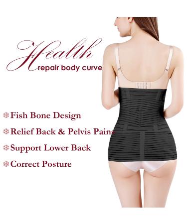 2 in 1 Postpartum Support Recovery Belly Wrap Waist/Pelvis Belt Black Shapewear - One Size Pack of 1 - Buy Online on GoSupps.com