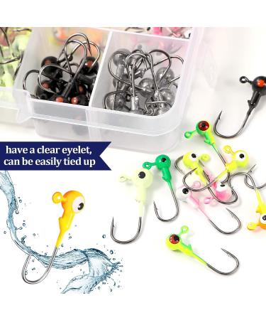Sumind 100pc Jig Head Fishing Hooks Set in Plastic Box for Freshwater & Saltwater - Round Painted Fishing Lures Kit - Buy Online on GoSupps.com