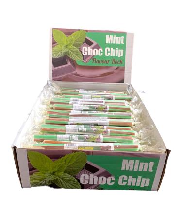 100 X Mint Choc Chip Chocolate Rock Sticks Handmade Traditional Rainbow Classic Sweets Retro Seaside Gift Wholesale Confectionery