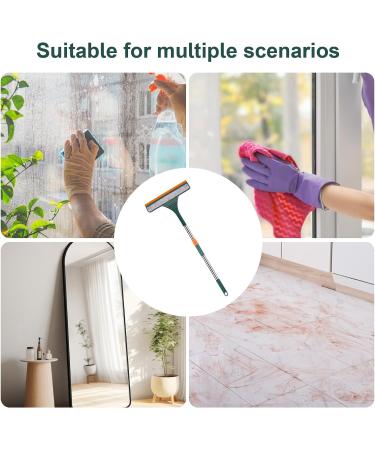 Window Glass Wiper | Adjustable Length Mirror Cleaner Tool | Window Cleaning Tool Reusable Glass Washing Equipment with Extension Handle Window Shower Cleaning Tool for Mirror Green - Buy Online on GoSupps.com