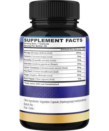 Organic Cadane Moringa Leaf Boswellia Quercetin Supplement - 90 Veggie Capsules - Buy Online on GoSupps.com