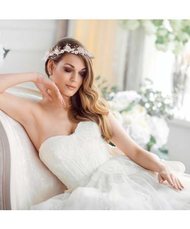 Flower Crown Flower Headband for Wedding Flower Girl Headpiece Flower Crown Pearl Flower Girl Crown Wedding Headband Bridal Flower Headbands Flower Hair Piece for Women Wedding Birthday Party - Buy Online on GoSupps.com