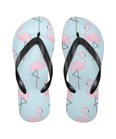 Mnsruu pink flamingo bird blue flip flop flip sandals home slippers hotel spa bedroom travel xs for men women x-Small multicolored