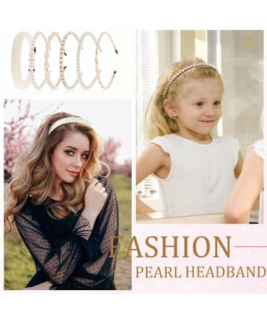 Sliverdew 6 Pack Pearl Headband Set for Women - White Faux Pearl Rhinestones Hairbands for Bridal & Wedding Hair Accessories - Buy Online on GoSupps.com