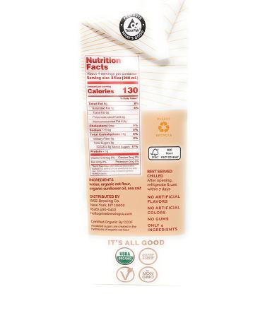 RISE Brewing Co Organic Original Oat Milk - 32 oz | Dairy-Free, Non-GMO - Buy Online on GoSupps.com