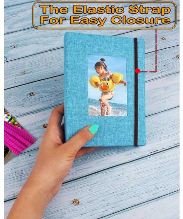 Small Brag Book Photo Album 4x6 - 2 Pack Blue Fabric | Linen Cover, Clear Pages, Front Window | Holds 52 Photos | Perfect for 4x6 Photos - Buy Online on GoSupps.com